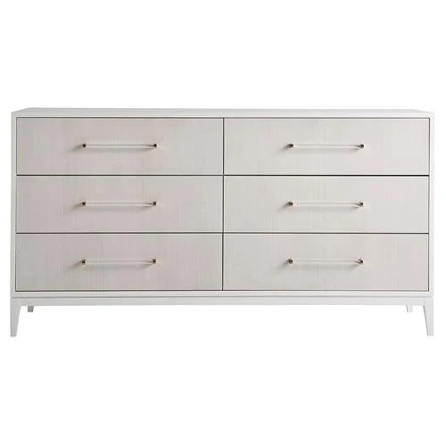 Leif Modern Classic White Cream Wood 6 Drawer Double Dresser | Kathy Kuo Home