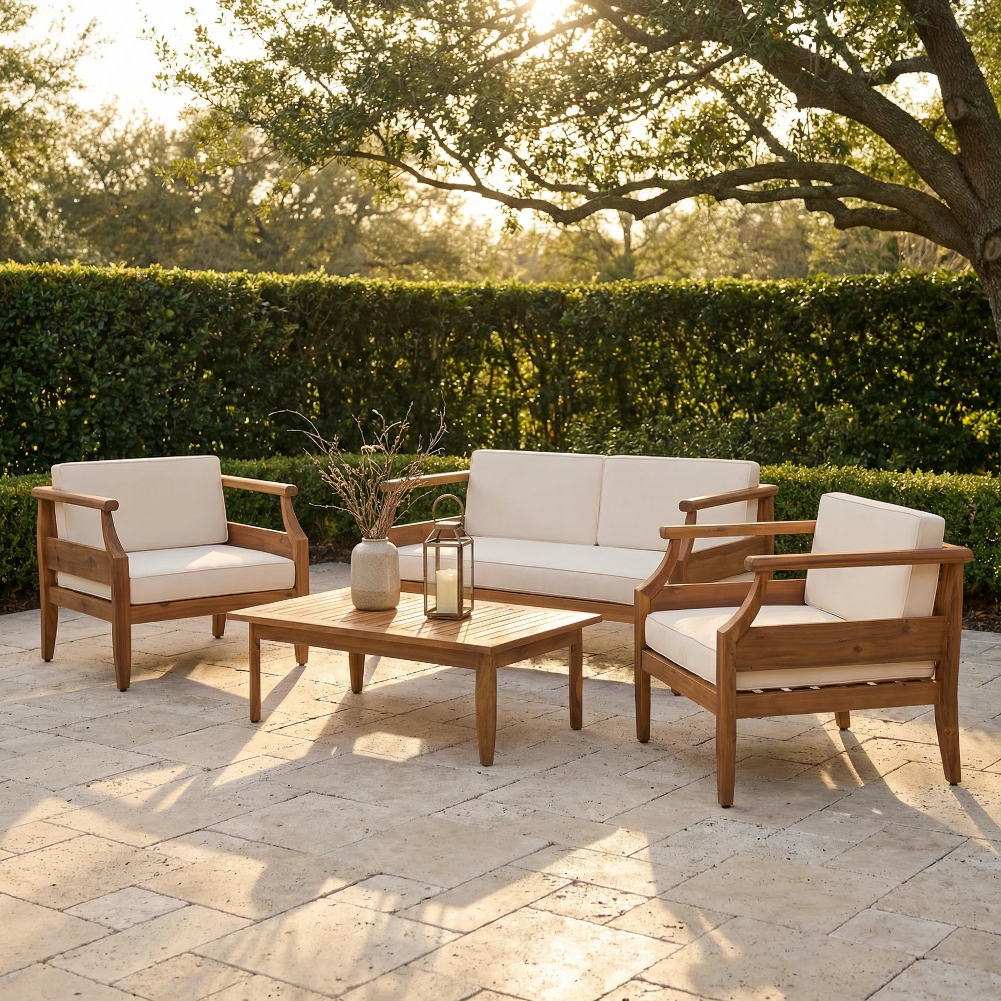 Mcclurg Teak Sofa Seating Group with Cushions | Wayfair North America