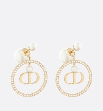Dior Tribales Earrings Gold-Finish Metal with White Resin Pearls and White Crystals | DIOR | Dior Beauty (US)
