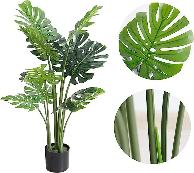 4ft artificial cheese plant in Plastic Pot,120cm Artificial Monstera Deliciosa for Home House Out... | Amazon (UK)