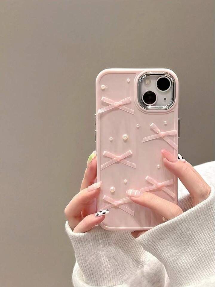 Pink Bow Decor Phone Case Kawaii | SHEIN