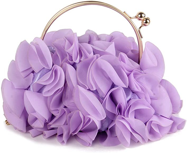 Lanpet Women Floral Clutch Purses Satin Flower Evening Bag Party Prom Handbags | Amazon (US)