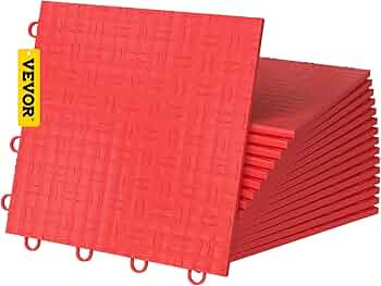 VEVOR Garage Tiles Interlocking, 50 pcs Red 12" x 12" Garage Floor Covering Tiles, Non-Slide Diam... | Amazon (US)