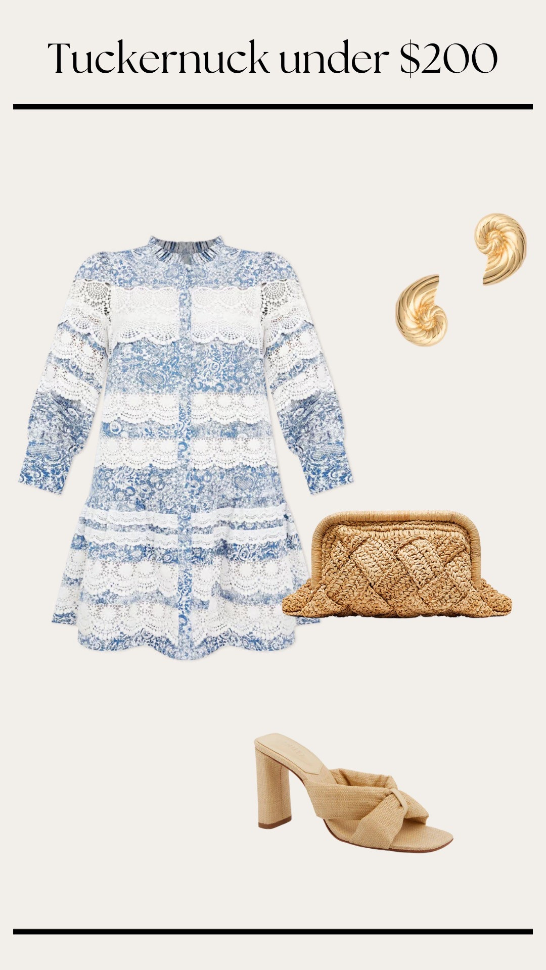 Blue and white spring dress perfect for Easter! Each item under $200