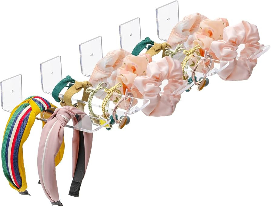 Bigfety Acrylic Headband Holder Wall, 5 Pack Clear Hanging Headband Organizer Storage for Girls W... | Amazon (US)