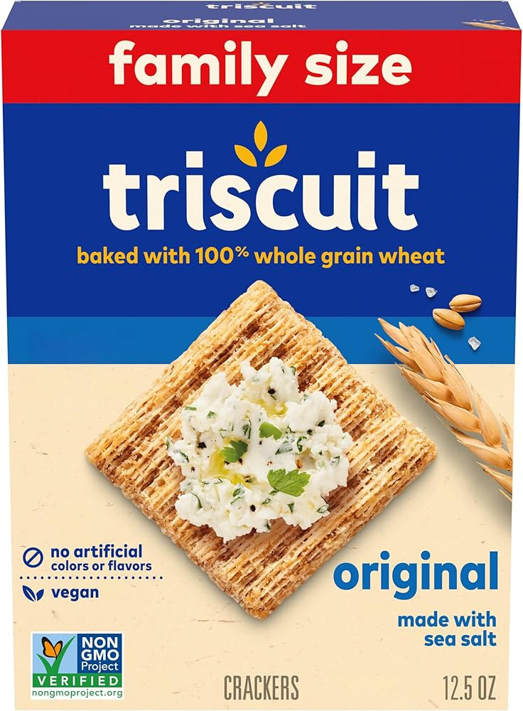 Triscuit Original Whole Grain Wheat Crackers, Vegan Crackers, Family Size, 12.5 oz | Amazon (US)