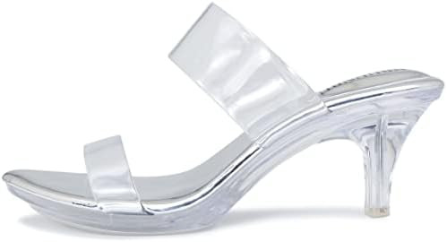 NBUUNBU Clear Heels for Women Silver Black Heels Little Platform Sexy High Heels Sandals Stiletto... | Amazon (US)