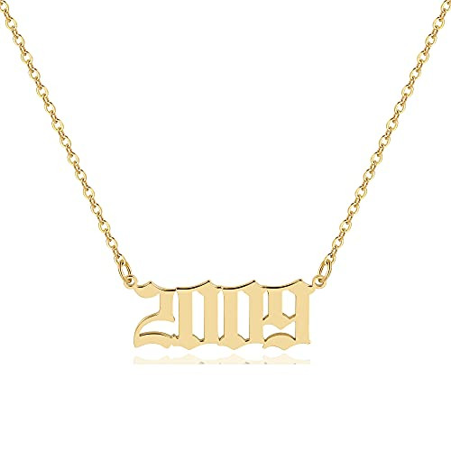 QXTX 2009 necklace,Birth Year Necklace,Year Necklace,18k Gold Plated Pendant Necklace for Women | Amazon (US)