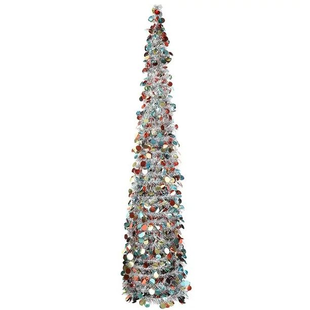 Spiral Colorful Sequin Tinsel Artificial Pencil Christmas Tree With Collapsible for Christmas Dec... | Walmart (US)