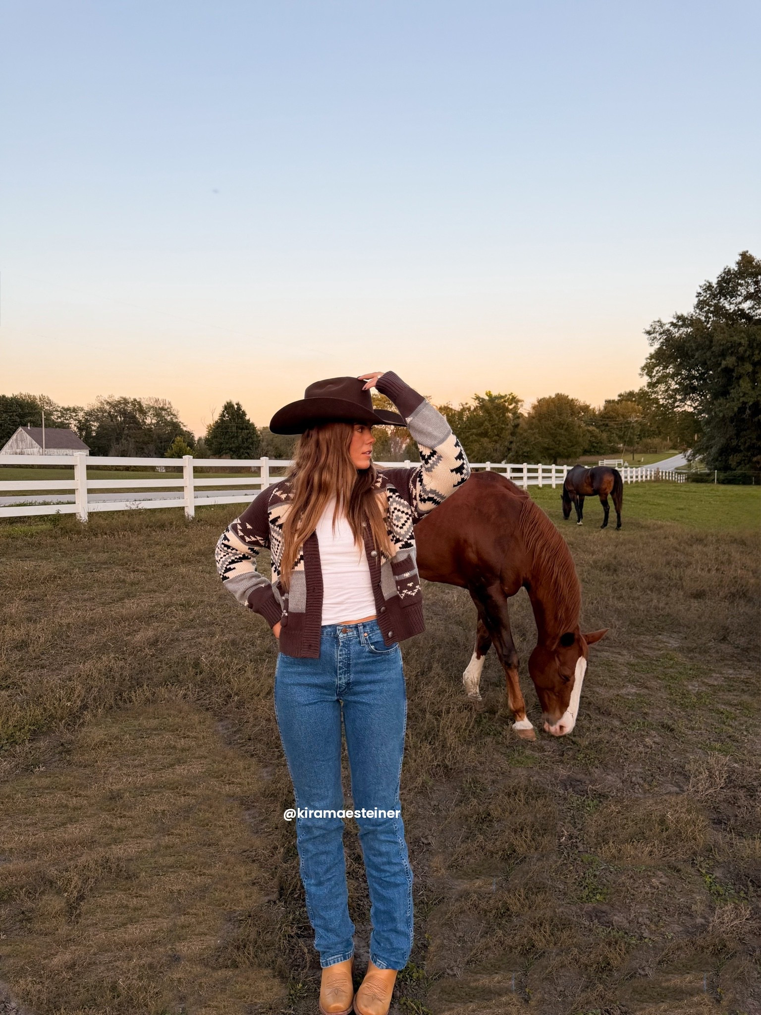 jeans in a 3/36. boots are from hyer (can’t link) hat is rodeo king, code KIRA15 for cardigan (in a size small)