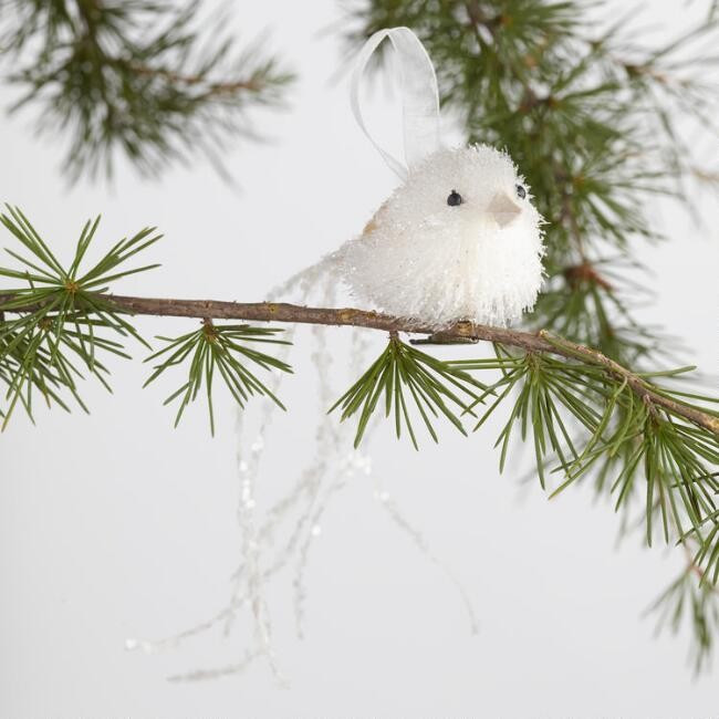 Glittered Fabric Bird Ornament with Clip | World Market