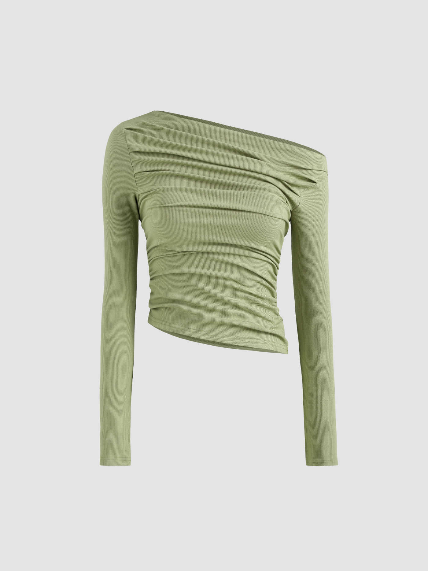 Solid Asymmetrical Neck Long Sleeve Top | Cider