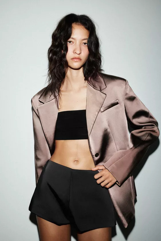 SATIN BLAZER WITH BACK VENTS | Zara UK