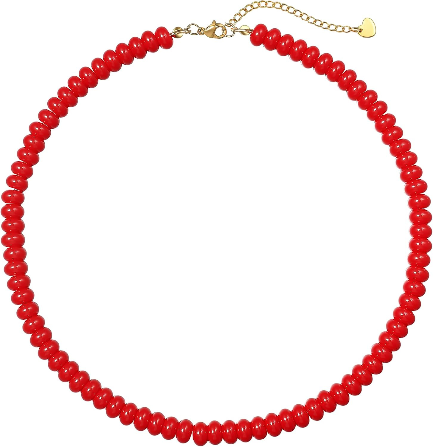 Beaded Necklace for Women, 5x8mm Stone Choker with Gold Clasp | Amazon (US)