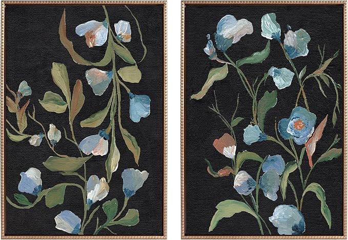 Kate and Laurel Sylvie Beaded Foliage III and Foliage I Vintage Framed Canvas Wall Art Set by Nik... | Amazon (US)