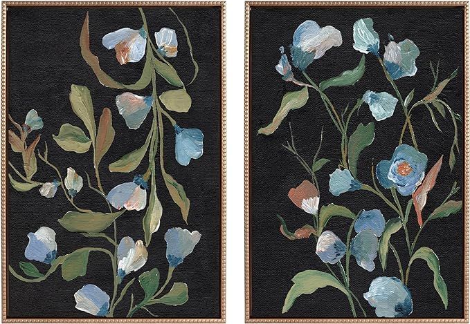 Kate and Laurel Sylvie Beaded Foliage III and Foliage I Vintage Framed Canvas Wall Art Set by Nik... | Amazon (US)