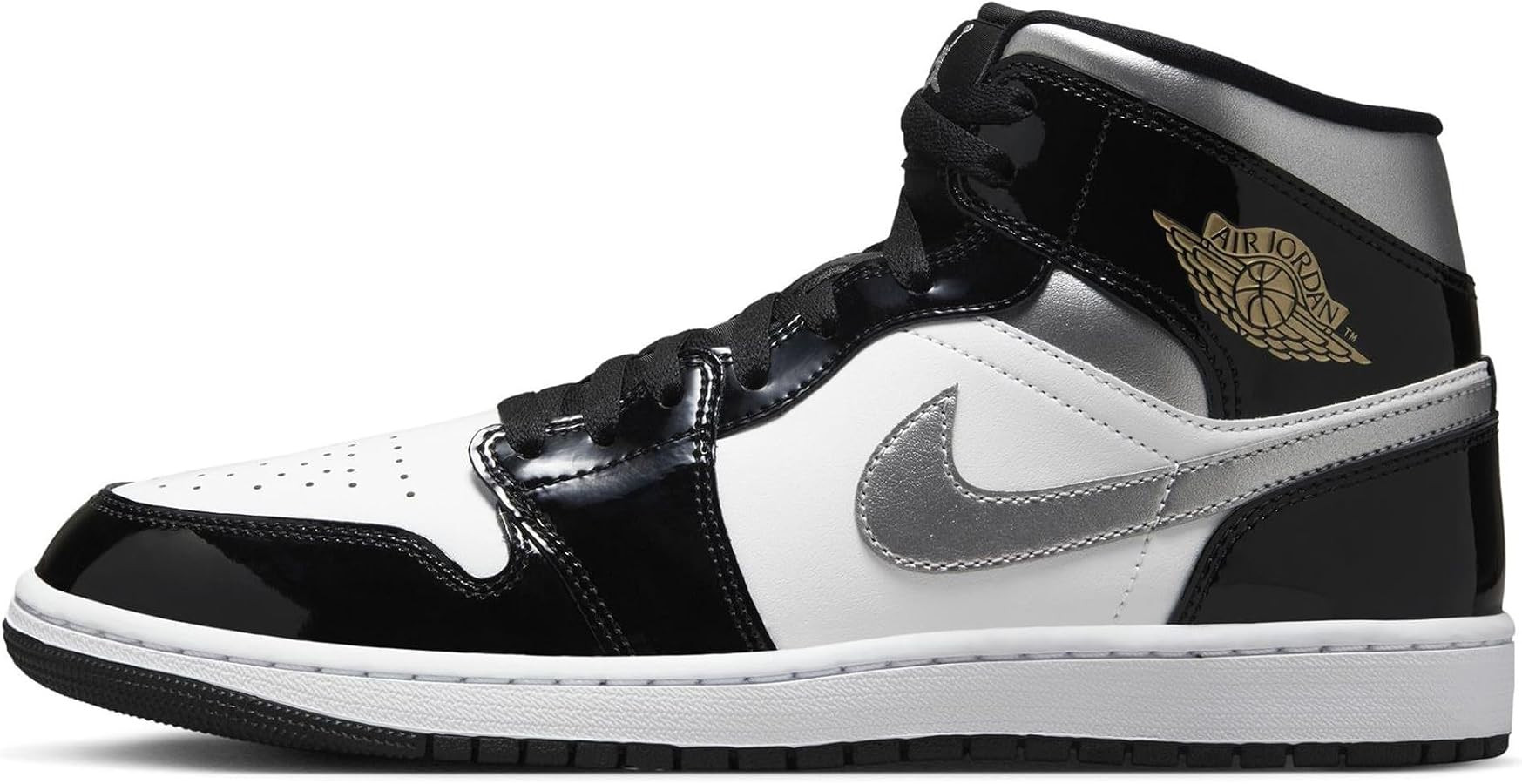 Air Jordan 1 Mid SE Men's Shoes (HV0789-010, Black/White/Metallic Gold/Metallic Silver) Size 13 | Amazon (US)