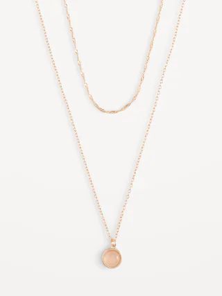 Gold-Plated Rose Quartz Pendant Necklace Variety 2-Pack for Women | Old Navy (US)