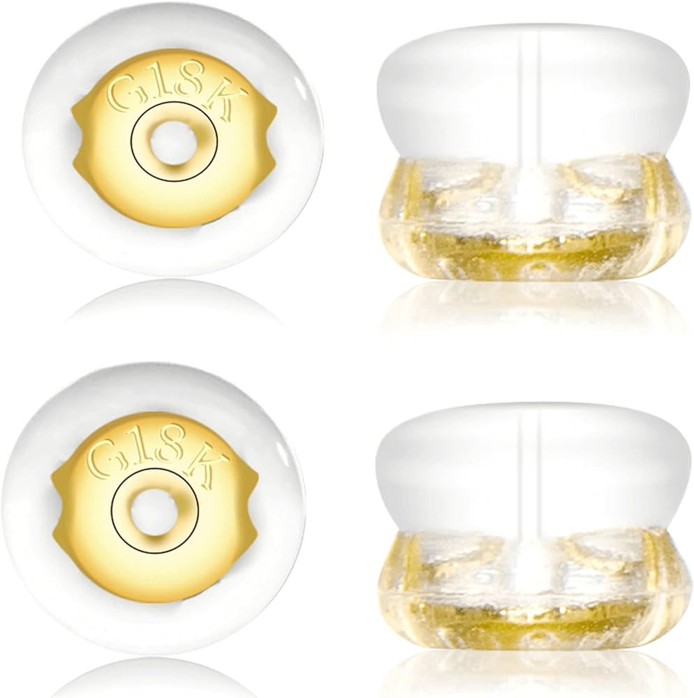 Earring Backs,18K Gold Silicone Earring Backs for Studs/Droopy Ears,Locking Secure Earring Backs ... | Amazon (US)