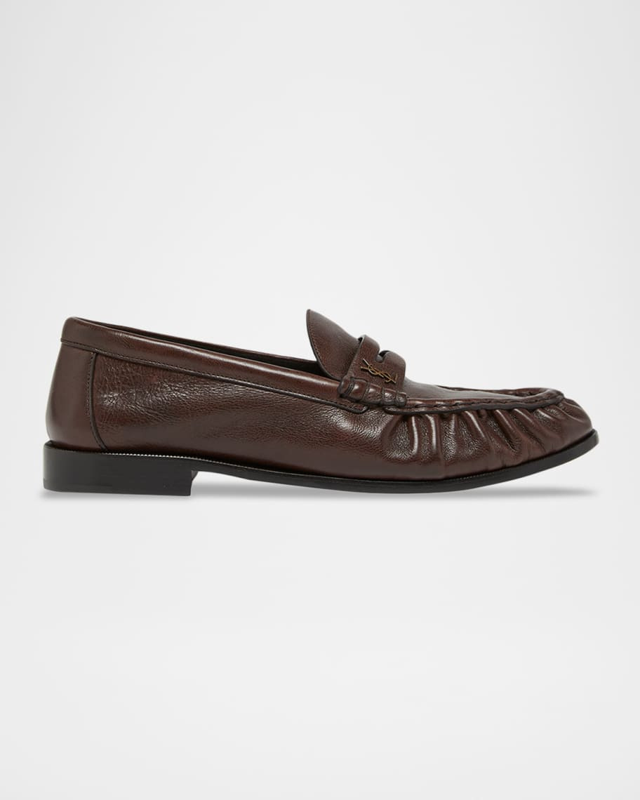 Saint Laurent Men's Le Loafer Creased Leather Mules | Neiman Marcus