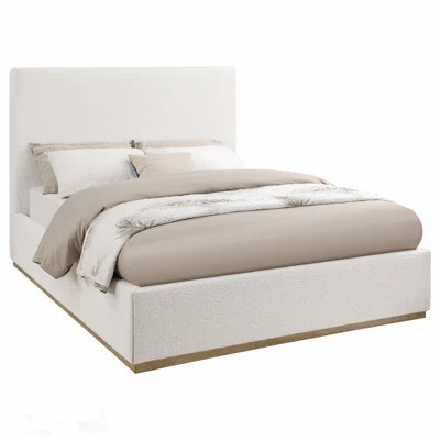Cream Upholstered Platform Bed with Extra Tall Headboard and Plush Padding for Modern Minimalist Bedrooms | Wayfair North America