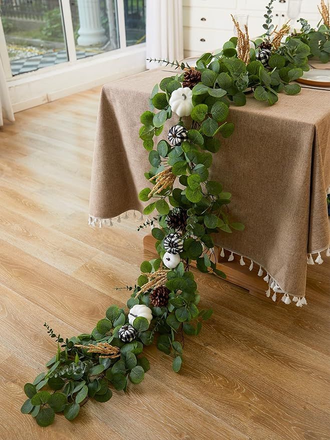 Christmas Decor - Christmas Garland - 9Ft Autumn Maples Leaf Pumpkin Berry Fall Garland - Firepla... | Amazon (US)