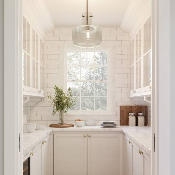 Nyla 1-light Pendant w/ Clear Fluted Glass | Bed Bath & Beyond