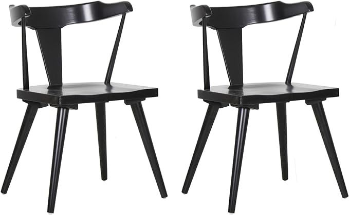 East at Main Aero Set of 2 Wishbone Black Solid Rubberwood Dining Chairs, Traditional Handcrafted... | Amazon (US)