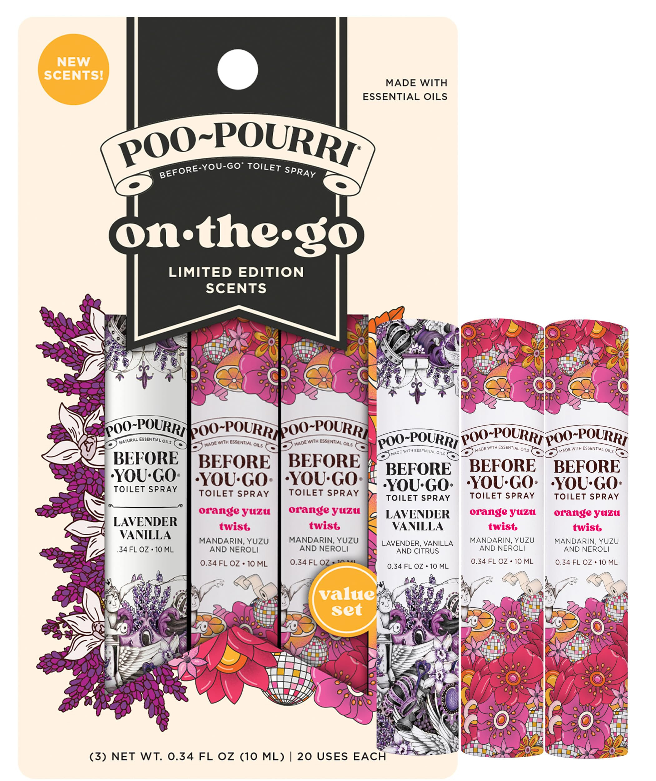 Poo-Pourri Spring On-The-Go Before-You-Go Toilet Spray 30ml Travel Essentials Variety 3 Pack - Ba... | Amazon (US)