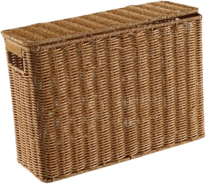 Narrow and Tall Storage Box Rattan Storage Basket Woven Wicker Storage Bins with Lid Lightweight ... | Amazon (US)
