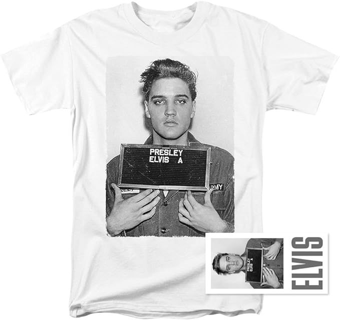 Elvis Presley Army Mug Shot Rock 'n' Roll T Shirt & Stickers | Amazon (US)