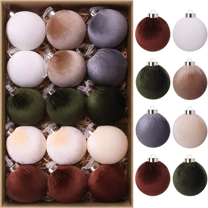 15 PCS Velvet Ornaments for Christmas Tree,3.15 in Large Velvet Christmas Tree Ornaments,6 Color ... | Amazon (US)