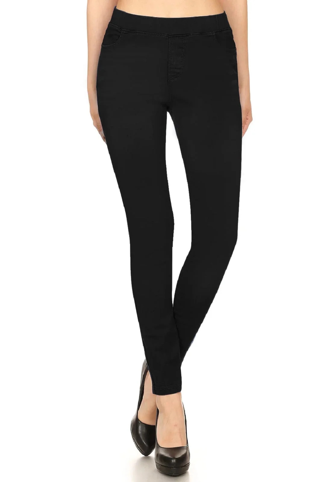 Women's High Waisted Jeggings Pull On Stretch Skinny Pants Size 29" Inseam Black XL | Walmart (US)