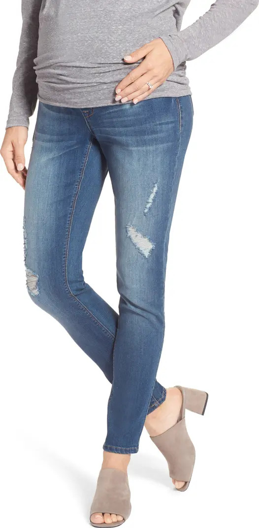 1822 Denim Destructed Maternity Skinny Jeans | Nordstrom | Nordstrom