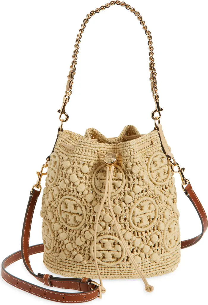 Tory Burch T Monogram Raffia Bucket Bag | Nordstrom | Nordstrom