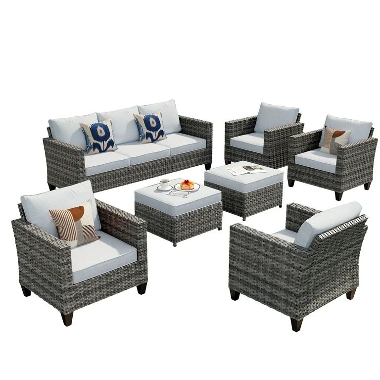 Ovios 7 Piece Patio Furniture Set Wicker Rattan Outdoor Conversation Sectional Furniture with Cou... | Walmart (US)