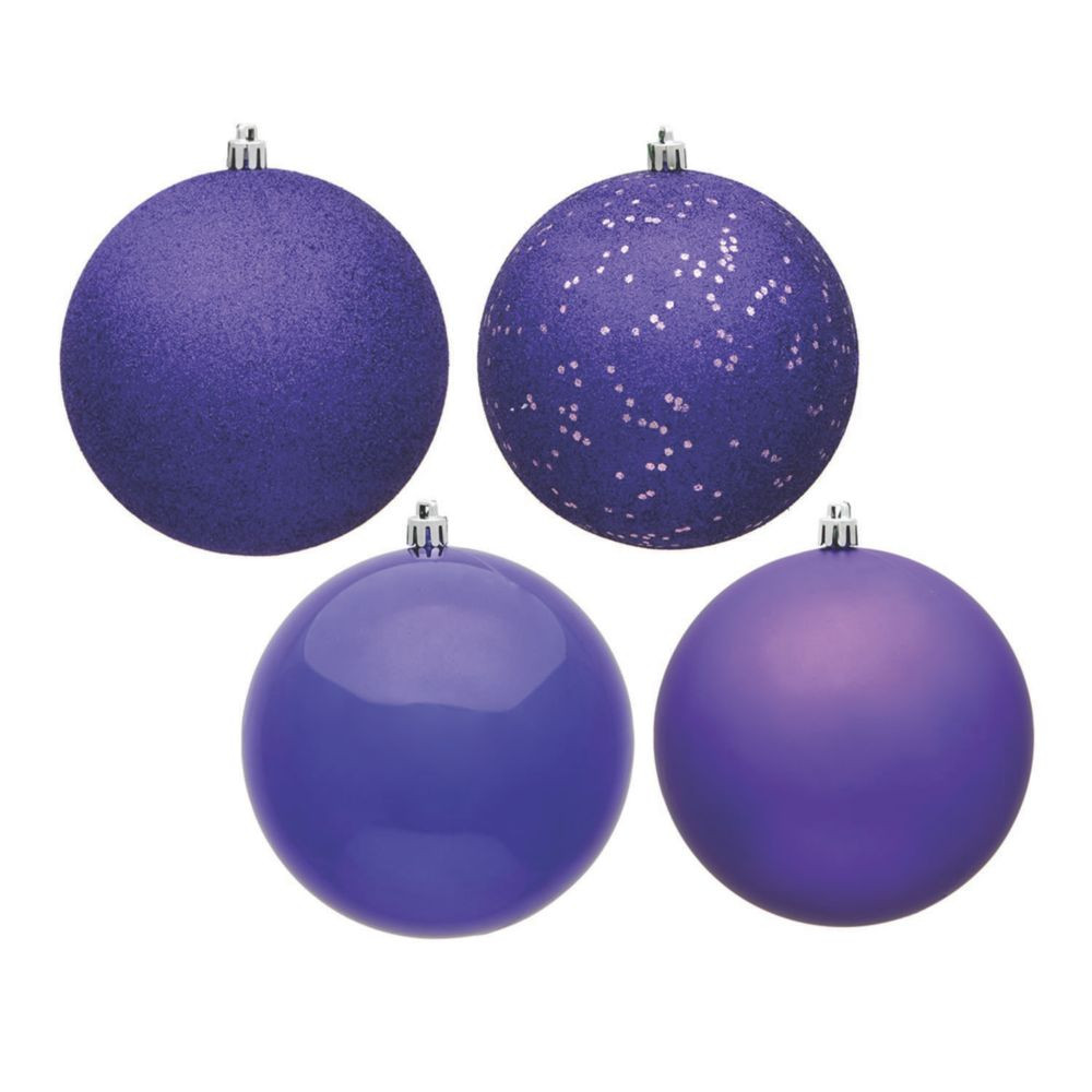 Vickerman Shatterproof 2.4"" Purple 4-Finish Ball Christmas Ornament, 24 per Box | Oriental Trading Company