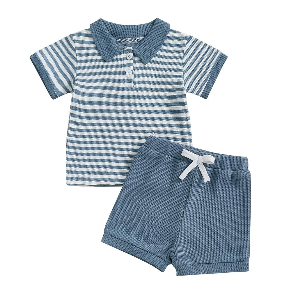 Kuriozud Newborn Baby Boy Summer Clothes Button Short Sleeve Romper Bodysuit Shorts Set Toddler S... | Amazon (US)