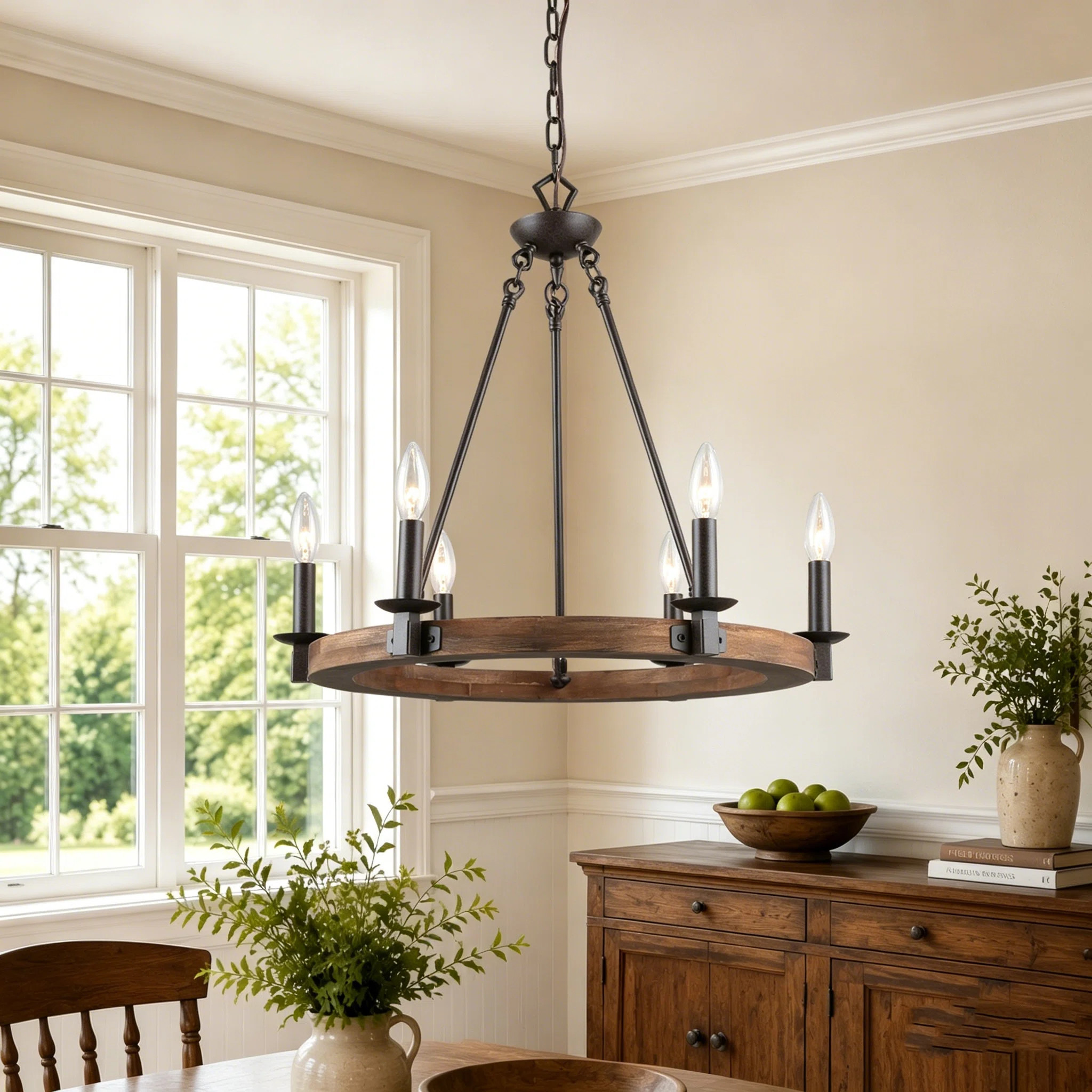 Houghtaling 6 - Light 23" Width Wagon Wheel Chandelier UL Certified | Wayfair North America