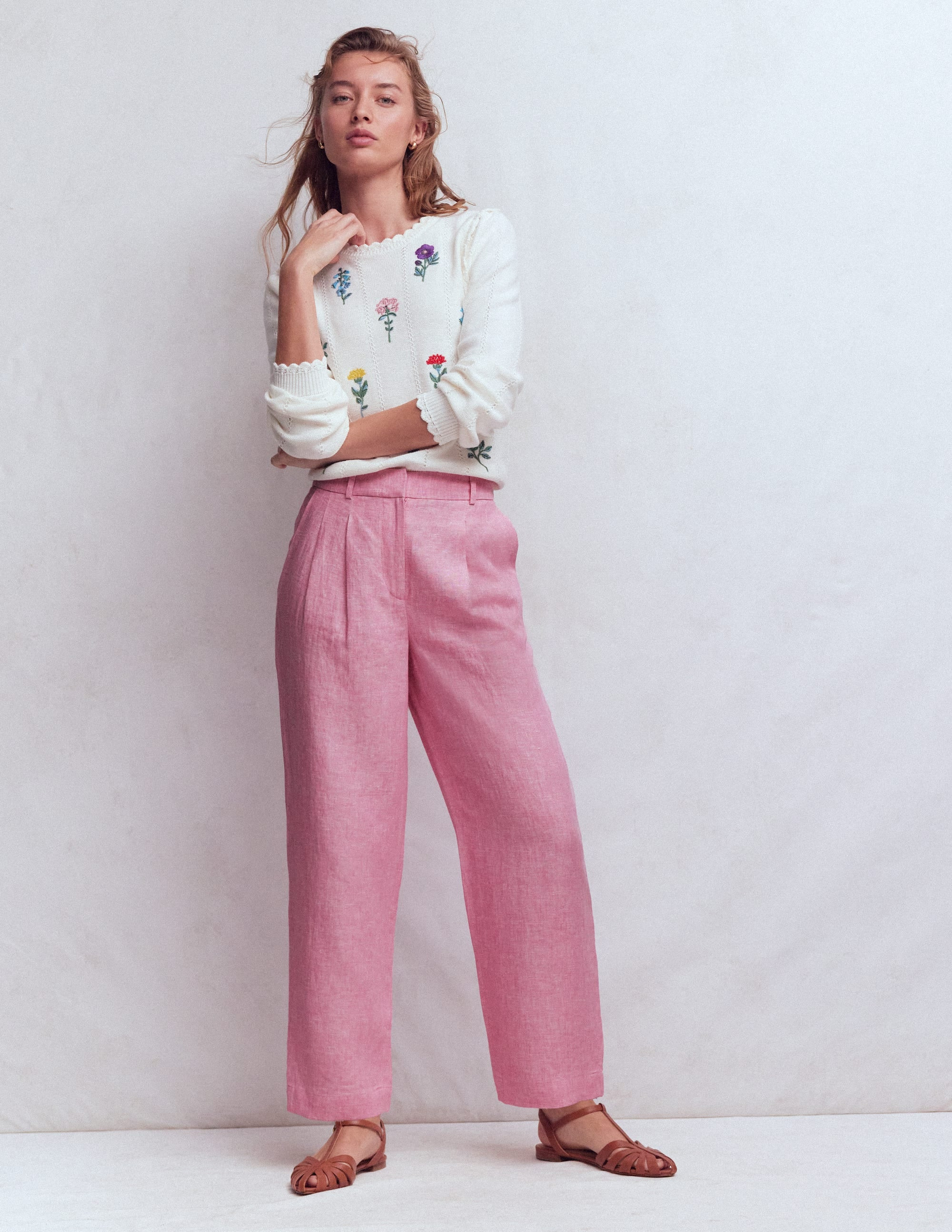 Bloomsbury Leinenhose-Wiesenrosa Chambray | Boden DE