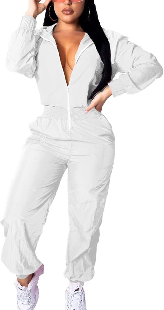 EOSIEDUR Women's Pullover Hoodies Jumpsuit Zipper Jacket Windbreaker Elastic Waistband Pants One ... | Amazon (US)