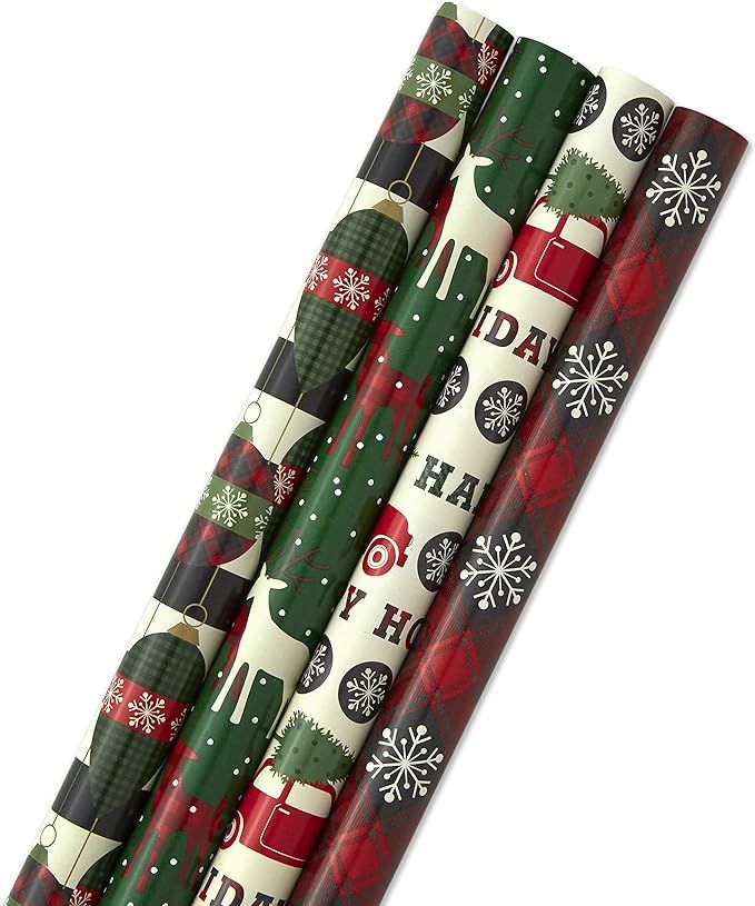 Image Arts Holiday Wrapping Paper with Cut Lines on Reverse, Traditional (Pack of 4, 120 sq. ft. ... | Amazon (US)