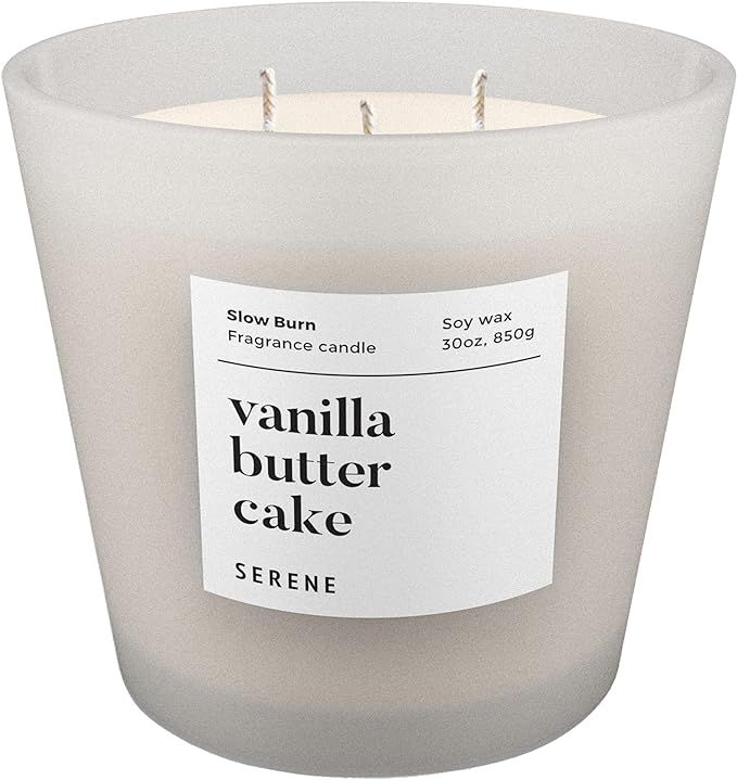 Hidden Label Large Scented Candle, Vanilla Butter Cake, 30oz 3 Wick Huge Candle, Serene Collectio... | Amazon (US)