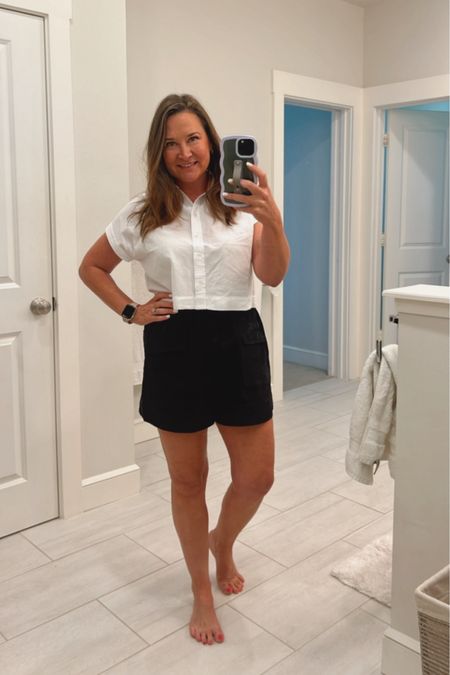 Got my @madewell outfit on and love it. It’s so comfortable and can be a little more dressed up with wedges or wear with flat sandals casually.  The shorts are super comfy and the top is a #musthave and would look great with high rise jeans too 

#LTKOver40 #LTKSaleAlert #LTKStyleTip