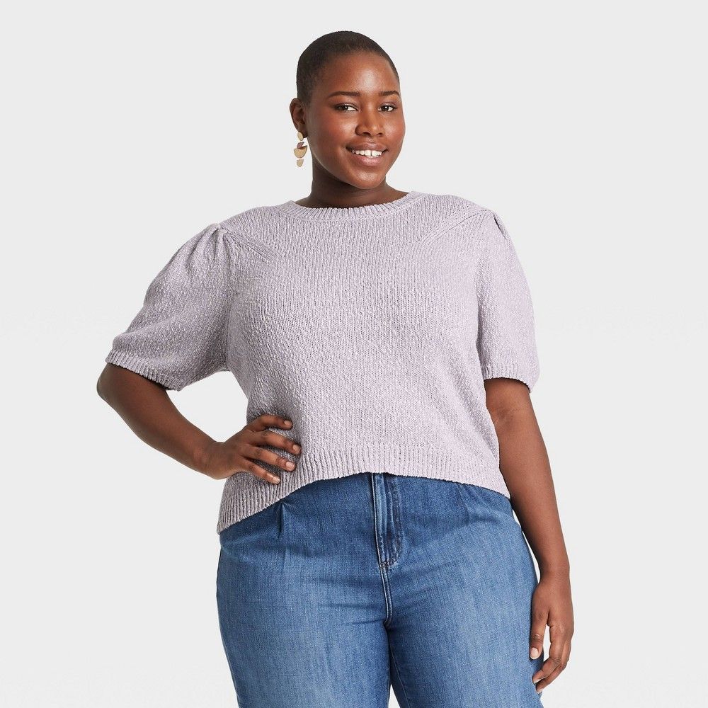 Women's Plus Size Crewneck Pullover Sweater - Universal Thread Lilac 1X, Purple | Target