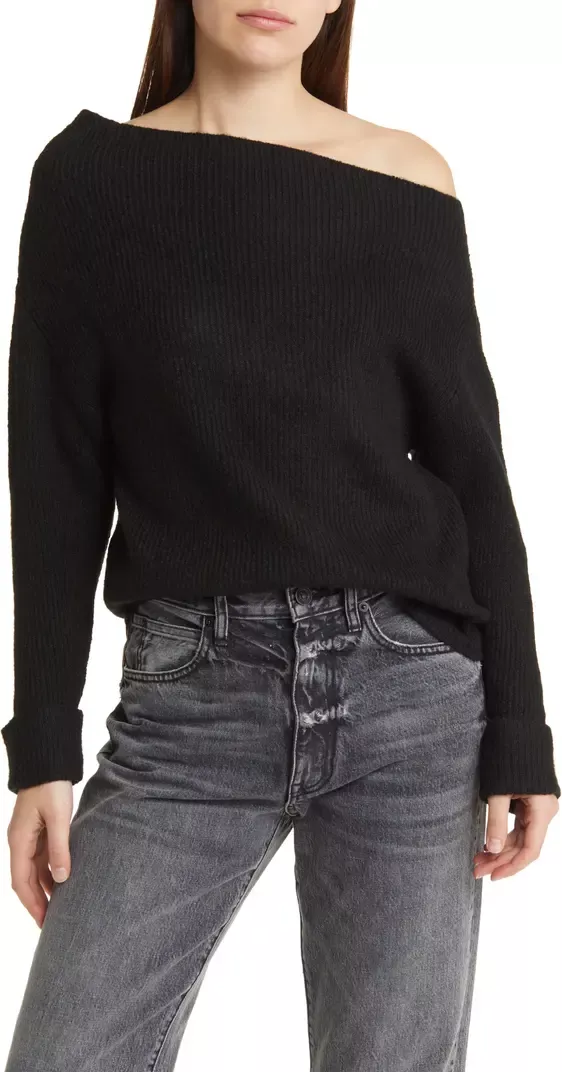 One-Shoulder Rib Sweater curated on LTK