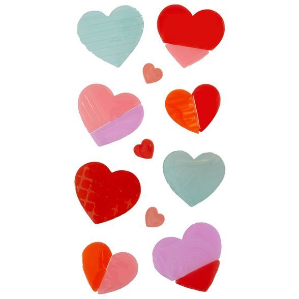 Varied Colors Valentine&#39;s Day Hearts Gel Clings - Spritz&#8482; | Target