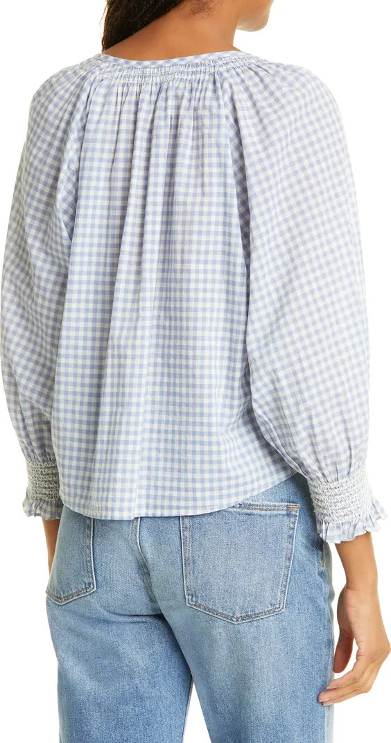 Mariah Gingham Smocked Cotton Blouse | Nordstrom