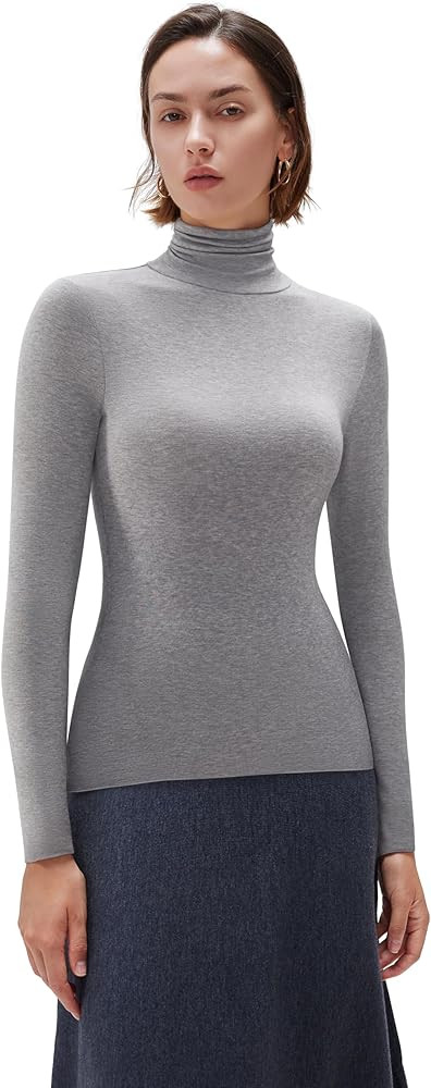 SUUKSESS Women Cashmere Turtleneck Long Sleeve Shirt Fitted Fall Basic Thermal Tops Fall Fashion | Amazon (US)