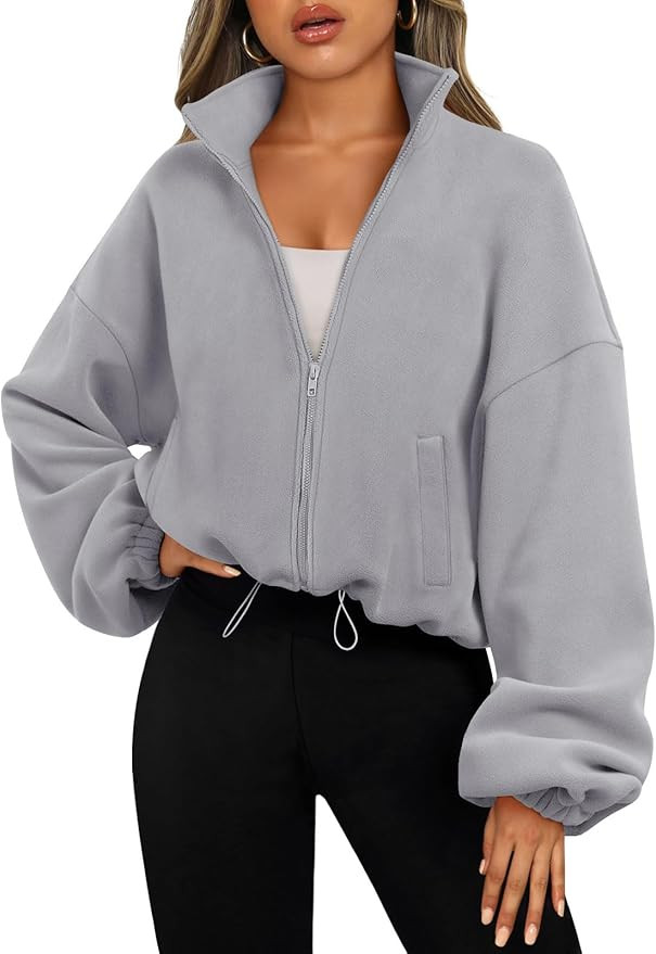 AUTOMET Womens Fleece Jackets Zip Up Oversized Cropped Sweatshirts | Fall Winter Nurse Long Sleev... | Amazon (US)